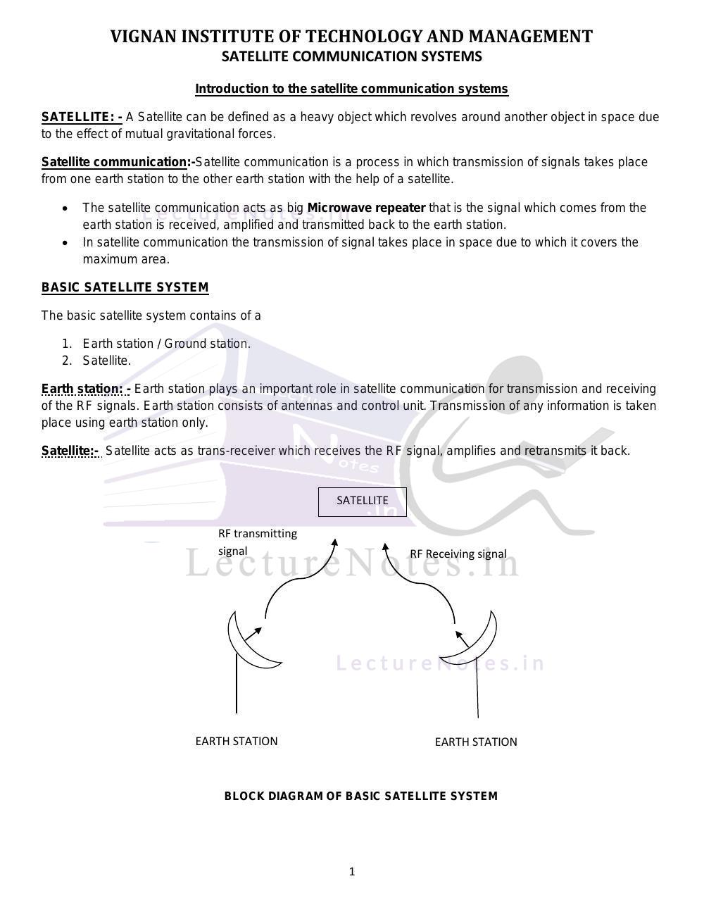 Satellite communication notes pdf